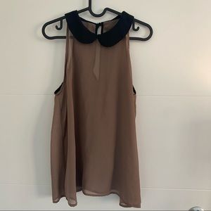 Sheer Collared Sleveless Top